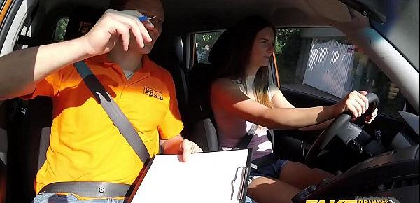  Fake Driving School Beautiful brunette Jenifer Jane bangs her instructor